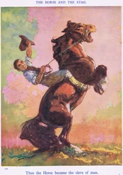 Así, el caballo se convirtió en el esclavo del hombre (del Caballo y el Ciervo)
