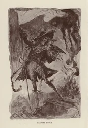 Ilustración para Barnaby Rudge de Charles Dickens (litografía)