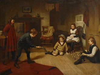 Niños jugando en un interior, 1893