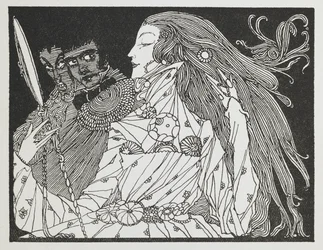 Ilustración para el cuento "Cenicienta". Una mujer mira su reflejo en un espejo de mano.