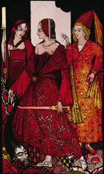 Reinas que cortaron los cerdos de Glanna... Ilustración de Harry Clarke de 