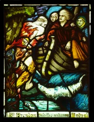 El encuentro de San Brendan con el infeliz Judas, 1911, vidriera de Harry Clarke (1889-1931)