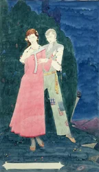El Playboy del Mundo Occidental por J.M. Synge (1861-1909), diseño para la Ventana de Ginebra