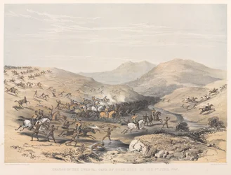 Carga sobre el Gwanga, Cabo de Buena Esperanza, el 8 de junio de 1846 (litografía coloreada)