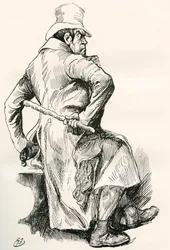 Bill Sikes. Ilustración de Harry Furniss para la novela de Charles Dickens Oliver Twist, de The Testimonial Edition, publicada en 1910.