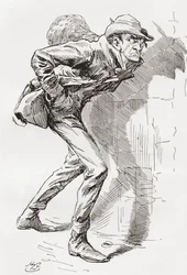Dolge Orlick. Ilustración de Harry Furniss para la novela de Charles Dickens Grandes esperanzas, de The Testimonial Edition publicada en 1910.