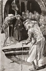 La pequeña Dorrit. Ilustración de Harry Furniss para la novela de Charles Dickens Little Dorrit, de The Testimonial Edition, publicada en 1910.