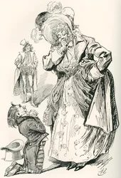 Mayor Tpschoffki. Ilustración de Harry Furniss para un cuento de Navidad de Charles Dickens, Going Into Society, de The Testimonial Edition, publicado en 1910.