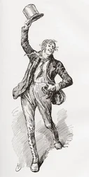 Mark Tapley. Ilustración de Harry Furniss para la novela de Charles Dickens Martin Chuzzlewit, de The Testimonial Edition, publicada en 1910.
