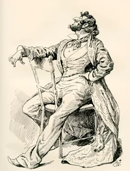 Sr. Alfred Mantalini. Ilustración de Harry Furniss para la novela de Charles Dickens Nicholas Nickleby, de The Testimonial Edition, publicada en 1910.
