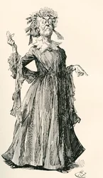La tía del Sr. F. Ilustración de Harry Furniss para la novela de Charles Dickens Little Dorrit, de The Testimonial Edition, publicada en 1910.