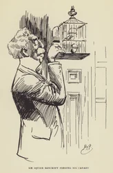 Sir Squire Bancroft alimentando a su canario