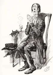 Stiggins. Ilustración de Harry Furniss para la novela de Charles Dickens The Pickwick Papers, de The Testimonial Edition, publicada en 1910.