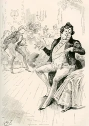 Los Turveydrops, Senior y Junior. Ilustración de Harry Furniss para la novela de Charles Dickens Bleak House, de The Testimonial Edition, publicada en 1910.