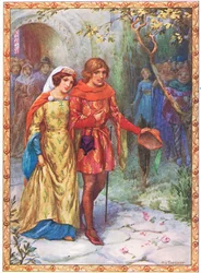 Se casó con una dama de alta cuna (de The Story of Gamelyn) (litografía en color)