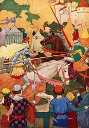 Primer torneo de Sir Lancelot (litografía en color)