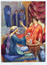 La princesa y el mago, ilustración de "Cuentos infantiles de Las mil y una noches", por Rose Yeatman Woolf, c.1920 (litografía en color)