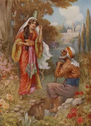 La princesa y las perlas (litografía en color)
