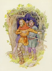 "Los duendecillos están en el extranjero", susurró uno a otro (litografía en color)