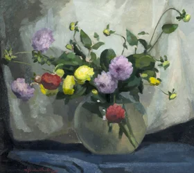 Naturaleza muerta, dalias pompon