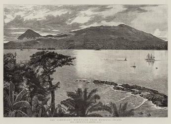 Las montañas de Camerún desde la isla Mondole