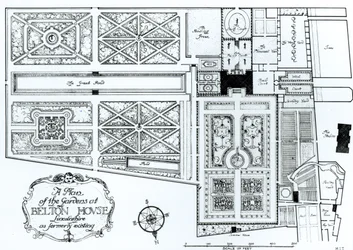 Un plano de los jardines en Belton House, Lincolnshire
