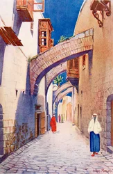 La Vía Dolorosa, Jerusalén, Palestina, c. 1910, de A Book of Modern Palestine por Richard Penlake pub. c.1910