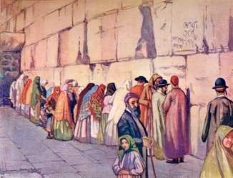 El Muro de las Lamentaciones, Jerusalén, Palestina, c. 1910, de A Book of Modern Palestine por Richard Penlake pub. c.1910