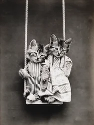 Serie Gatitos: En un columpio, c.1914 (grabado en plata)