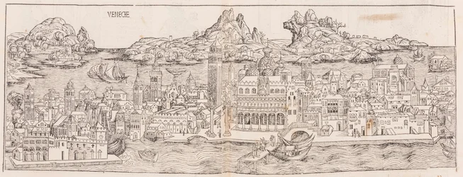 Reimpresión de 1930 de la vista de Venecia de la Crónica de Nuremberg (recortada)