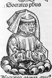 Retrato de Sócrates (470 a.C. - 399 a.C.) de “Liber Chronicarum” por Hartmann Schedel, Núremberg 1497