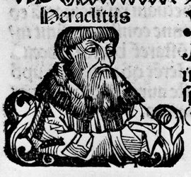 Retrato del filósofo griego Heráclito de Éfeso (576-480 a.C.). Xilografía de “Crónicas de Núremberg” de Hartmann Schedel