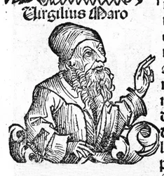 Retrato del poeta latino Virgilio (70 a.C. - 19 a.C.). Xilografía de “Crónicas de Núremberg” de Hartmann Schedel