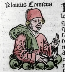Retrato del autor cómico Plauto (Tito Maccio Plauto) (259/251-184 a.C.) xilografía de “Crónicas de Núremberg” de Hartmann Schedel