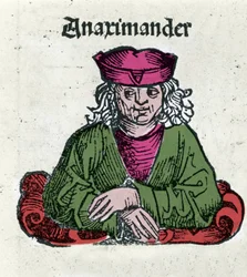 Representación de Anaximandro de Mileto (610 - 547 a.C.), filósofo, matemático y astrónomo griego. Xilografía de “Crónicas de Núremberg” de Hartmann Schedel