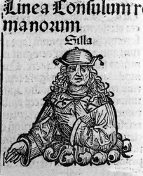 Representación del político romano Lucio Cornelio Sila (138-68 a.C.) xilografía de “Crónicas de Núremberg” de Hartmann Schedel