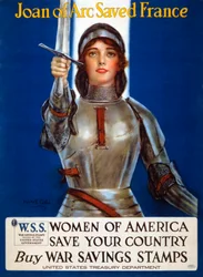 Juana de Arco salvó a Francia, Mujeres de América, salven a su país, póster, 1918