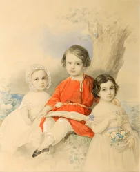 Niños en un paisaje, 1840s