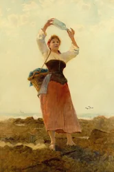 Niña con poste de botella (acuarela)