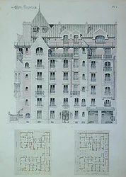 La fachada y el plano del 