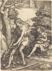 Adán y Eva trabajando