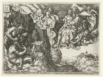 El rico en el infierno ve a Abraham con Lázaro Parábola de Lázaro y el hombre rico (título de la serie)