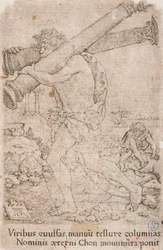 Hércules cargando las columnas de Gades, de la serie:  Los Trabajos de Hércules (12)