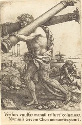 Hércules llevando las dos columnas de Gaza, 1550