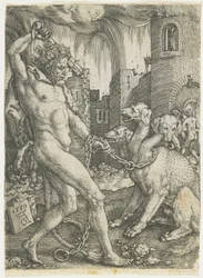 Hércules encadena a Cerbero, 1550