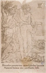 Hércules luchando contra el dios-río Aqueloo, de la serie:  Los Trabajos de Hércules (7)