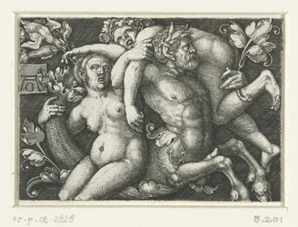 Adorno con tritón y dos nereidas