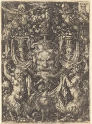Ornamento con Máscara, Águila entre Sátiros Abajo, 1549