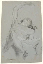 Hombre desnudo, visto "de sotto in su". Estudio para figura en pintura de techo
