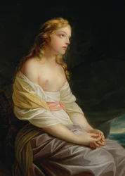 Escena de la idilio Der erste Schiffer El primer barquero por Salomon Gessner, c. 1800